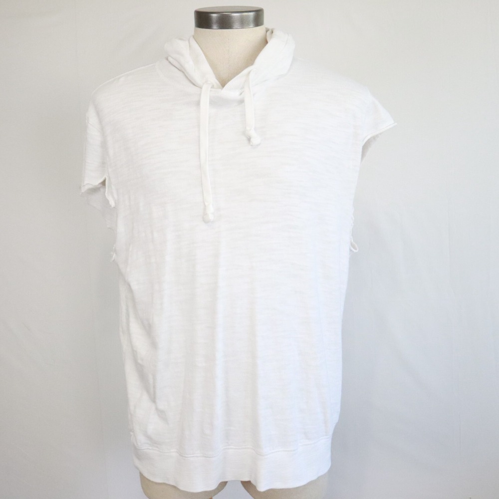 Faherty Hoodie Shirt Mens XL Light Pullover Casual White Cut-Off Sleeveless